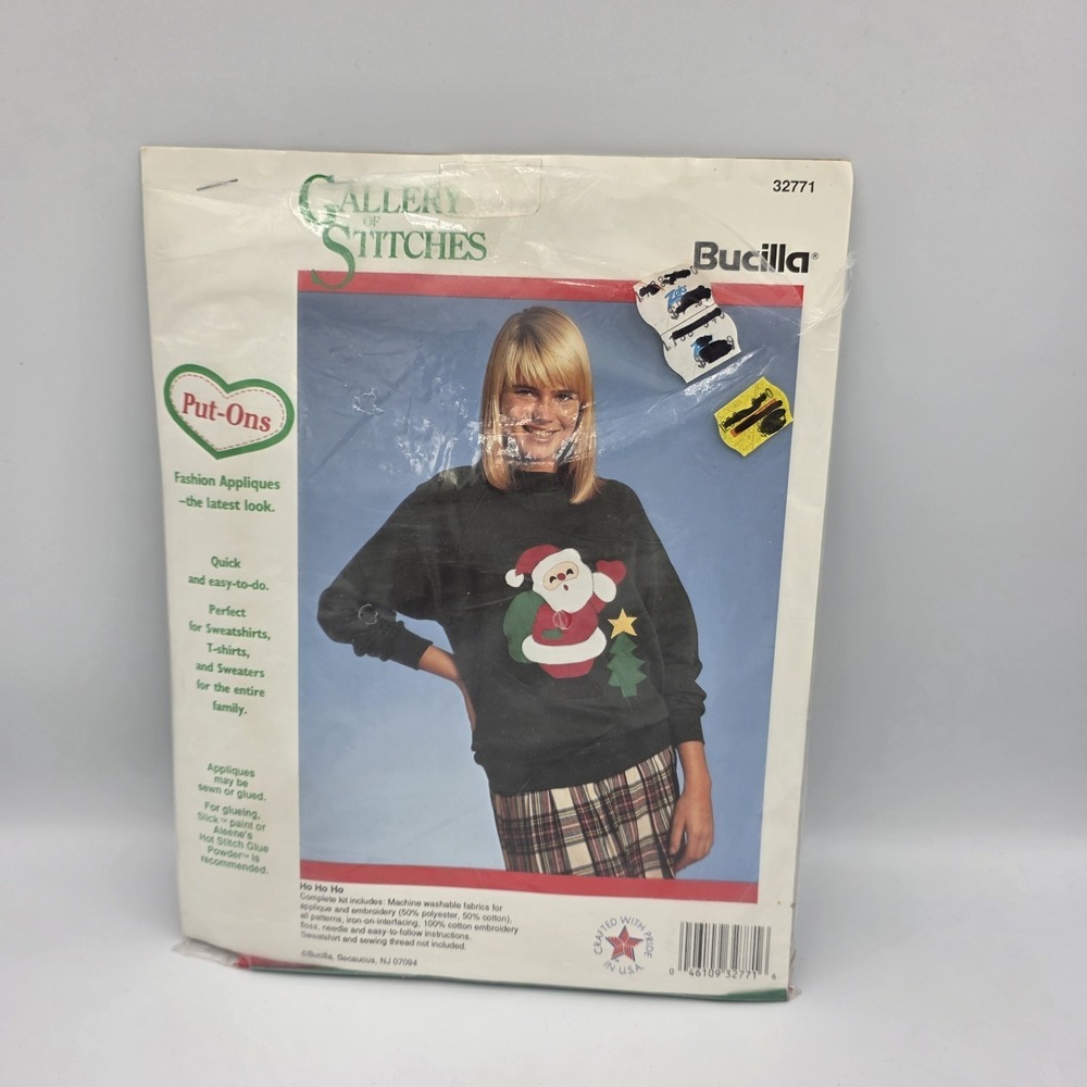 VTG Bucilla Gallery‎ of Stitches Put-Ons Ho-Ho-Ho Santa Claus 32771 Applique